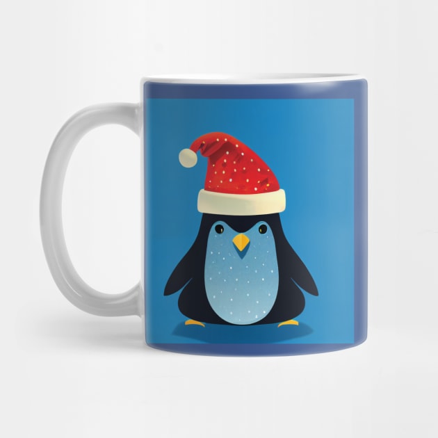 Spotty Dotty Penguin in Santa Hat by Geminiartstudio